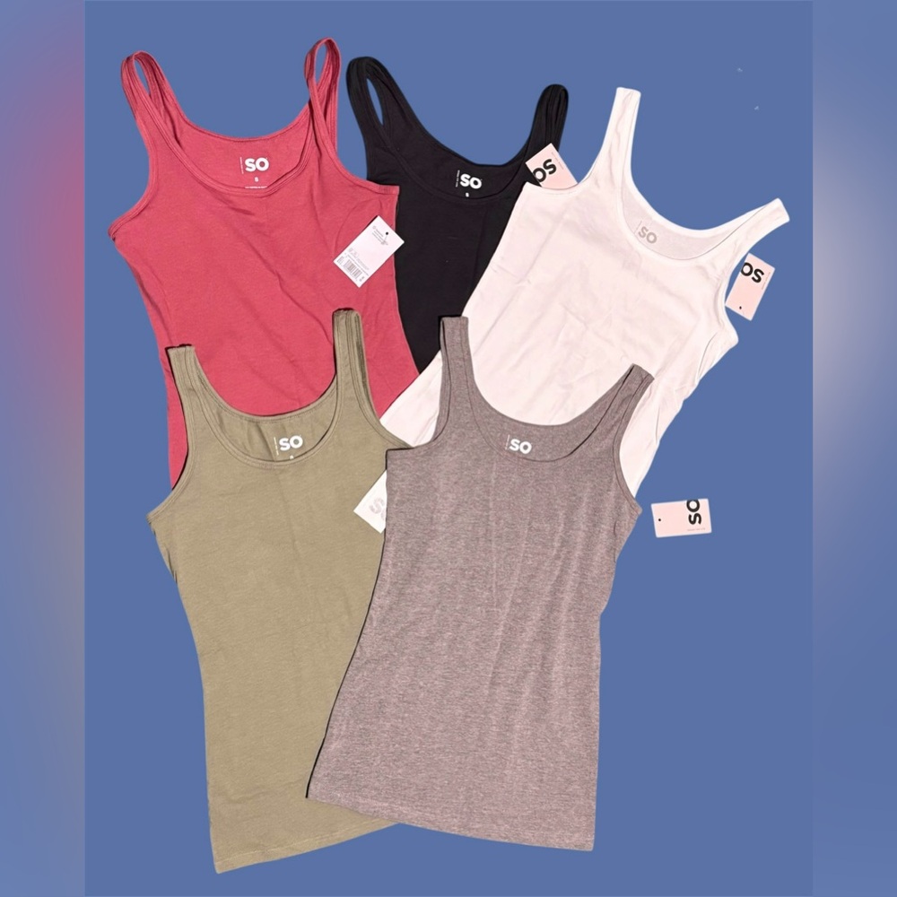 SO 💕 Set of 5 Double Scoop Layering Tank Tops Stretchy